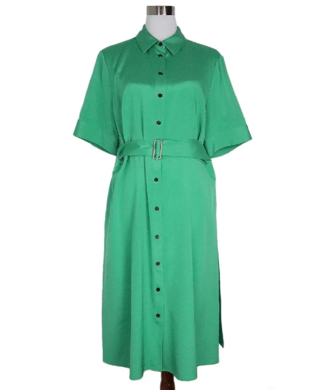 Women's Elegant Garments Lafayette Green Silk Dress w/ Belt sz 14