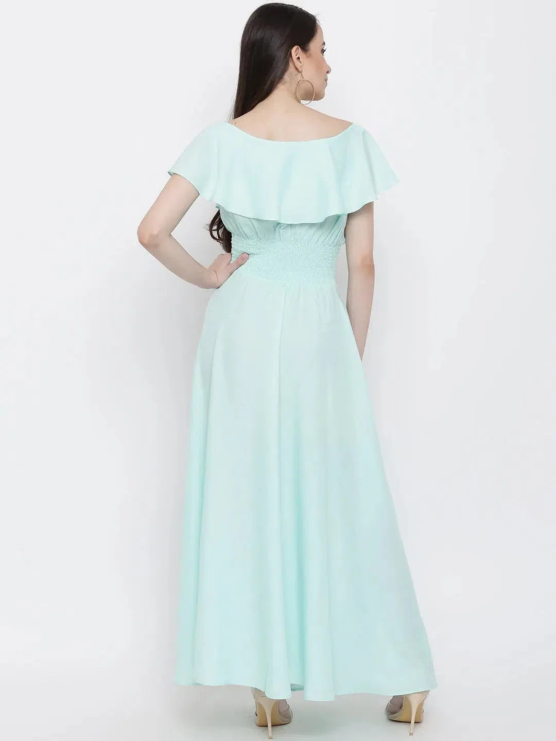 Women’s Evening Wear for Special Occasions Smocking on waist maxi dress in Sky Blue