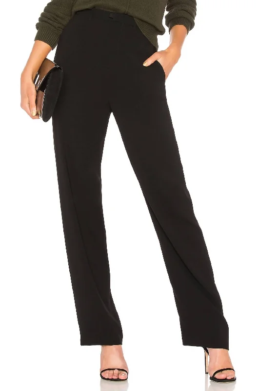 Laid-Back Elegance High Waist Straight Pant In Black