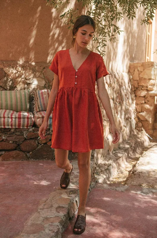 Clothes For Sale SUNCHASER Dress - warm red linen
