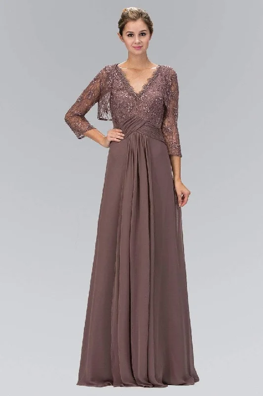 Style Without Limits Elizabeth K - GL1397 Lace V-Neck A-Line Gown with Bolero