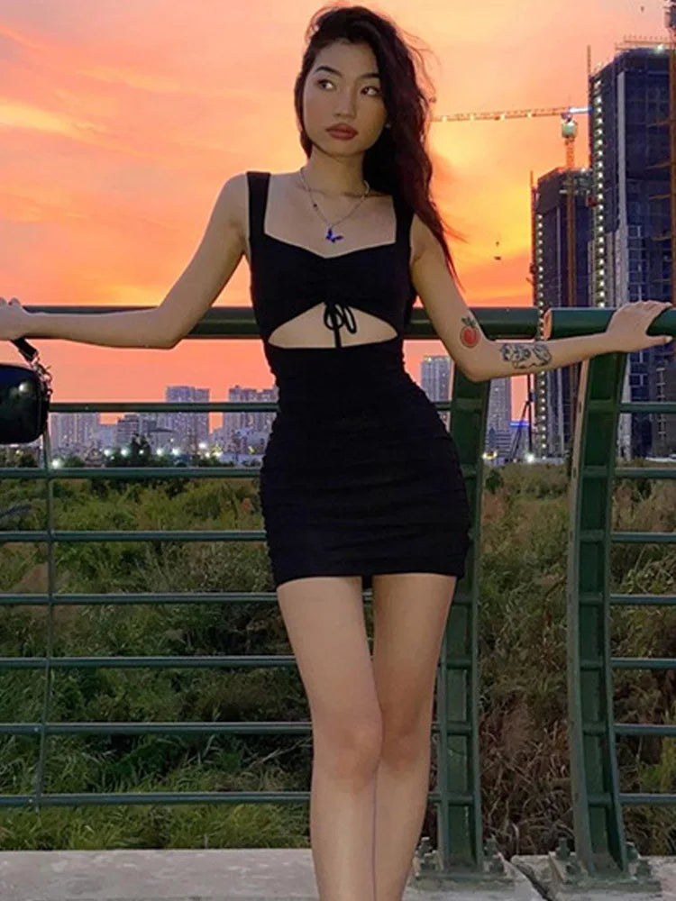 Early Bird Offer Spaghetti Strap Spring Summer Hollow Out Sleeveless New Lady Casual Mujer Mini Dress Early Bird Offer Spaghetti Strap Spring Summer Hollow Out Sleeveless New Lady Casual Mujer Mini Dress