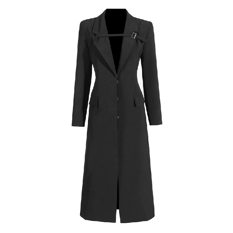 Women’s Stylish Outerwear Preppy Belted Lapel Strong Shoulder Long Sleeve Tailored Blazer Midi Dress Women’s Stylish Outerwear Preppy Belted Lapel Strong Shoulder Long Sleeve Tailored Blazer Midi Dress