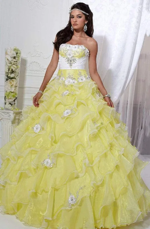 Quality Wear Tiffany Designs - 56226SC Diagonal Tier Strapless Ballgown