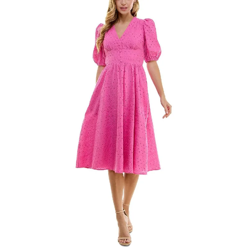 Women’s Fashion Clothing City Studio Womens Juniors Eyelet Cotton Midi Dress