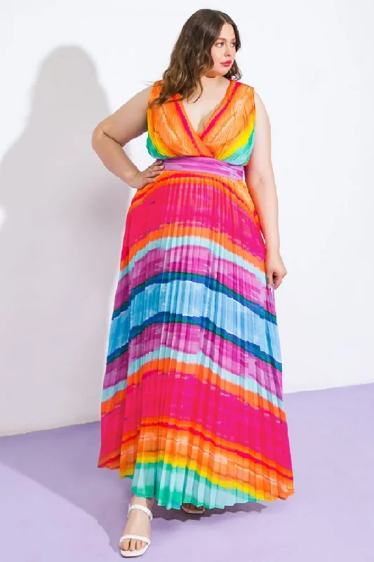 Massive Selection Sale Flying Tomato Rainbow Sleeveless V-Neck Maxi Dress