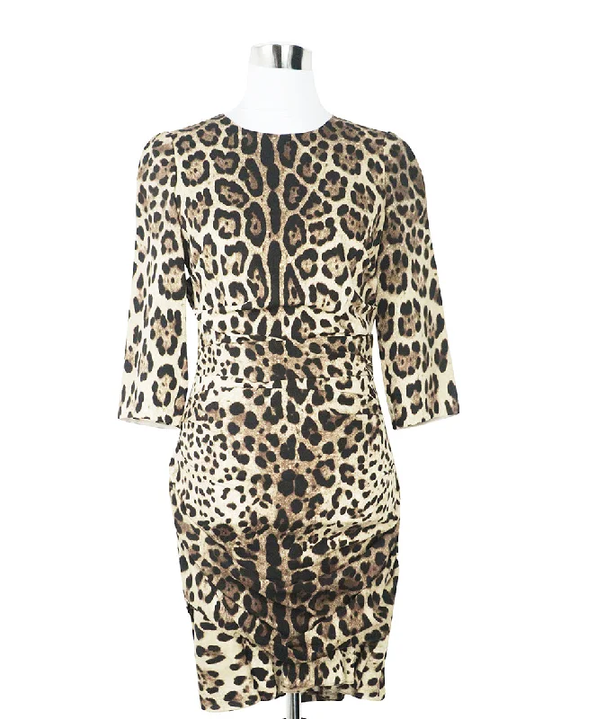 Affordable Women's Clothing Sale Online Dolce & Gabbana Leopard Print Silk Dress sz 4