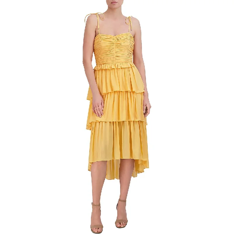 Clearance Sale BCBGMAXAZRIA Womens Hi-Low Tiered Midi Dress