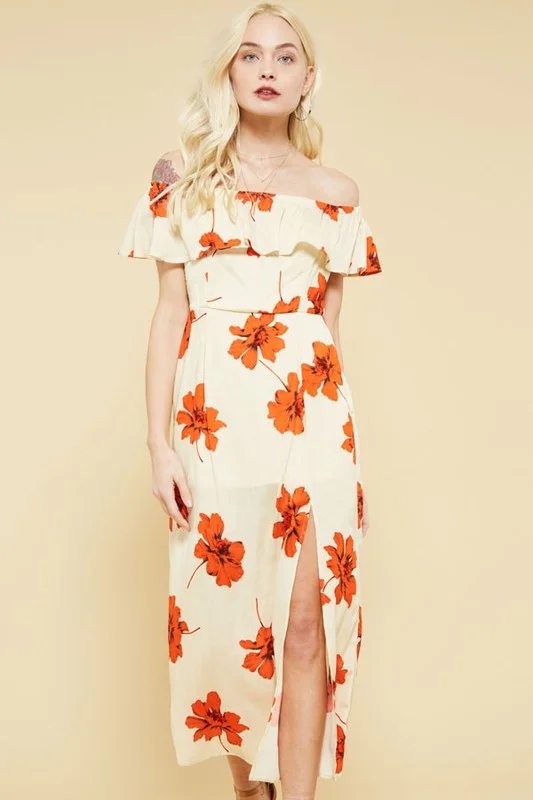 Vintage Style Clothing Sale Floral Off Shoulder Dress