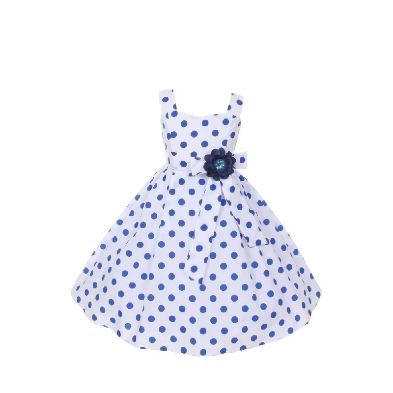 Style Versatile Women's Collection Big Girls Royal Blue Polka Dots Easter Flower Girl Dress 8-14 Style Versatile Women's Collection Big Girls Royal Blue Polka Dots Easter Flower Girl Dress 8-14