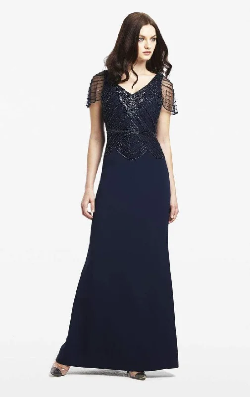 Women’s Clothing for All Occasions Alexander by Daymor Beaded V-Neck Short Sleeves A-Line Gown 151 - 1 pc Midnite In Size 20 Available