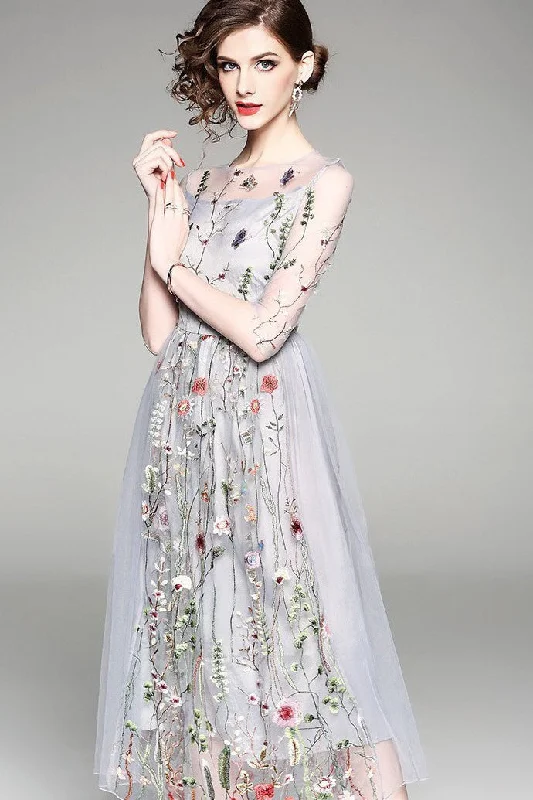 Limited Time Offer Floral Embroidered Maxi Dress