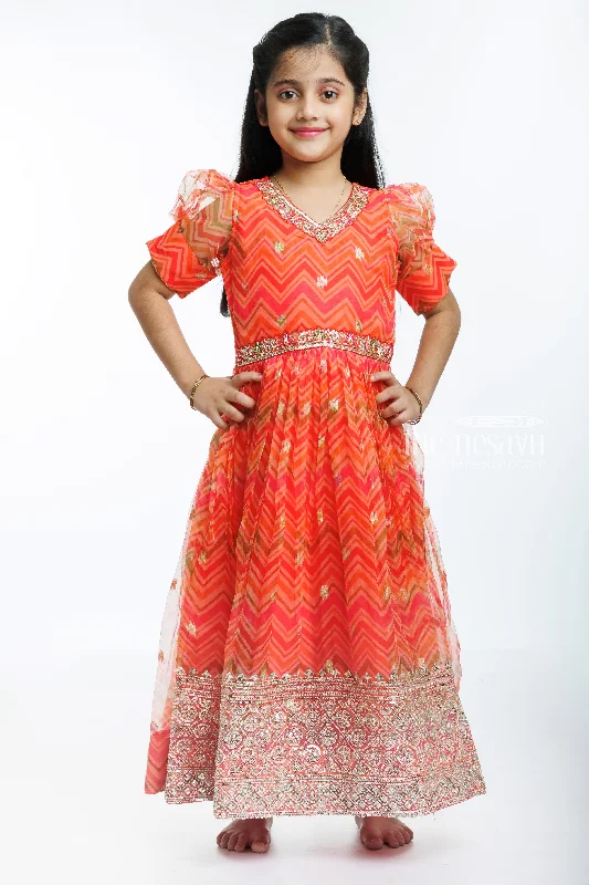 Plus Size Women Wear Crimson Waves Embellished Anarkali Gown for Girls