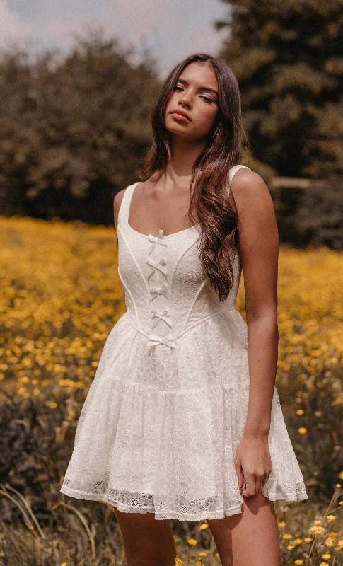 Casual Fashion Ivory Tiered Corset Mini Dress