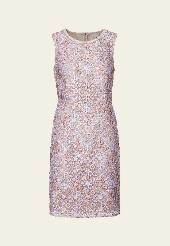 Shop Ladies Clothes Pink Lace Sleeveless Midi Dress