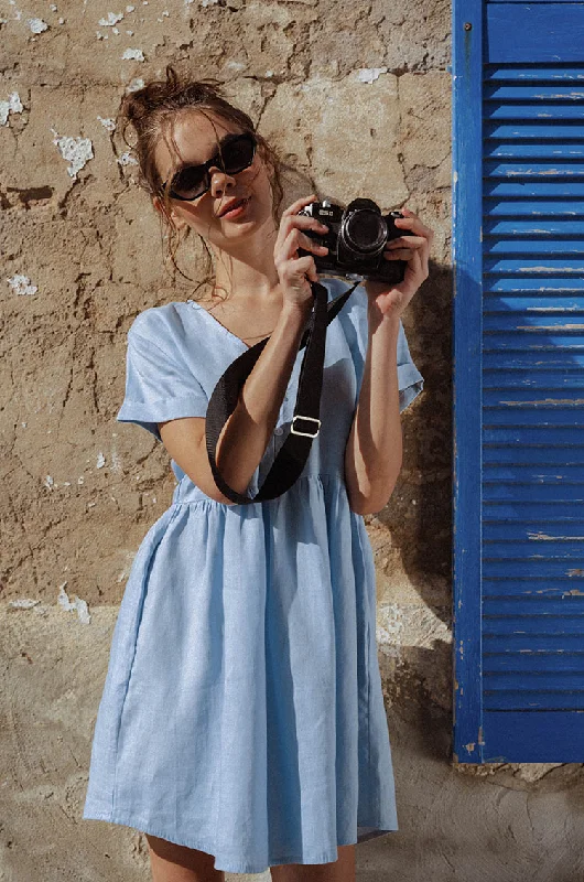 Comfortable Loungewear for Women SUNCHASER Dress - sky blue linen