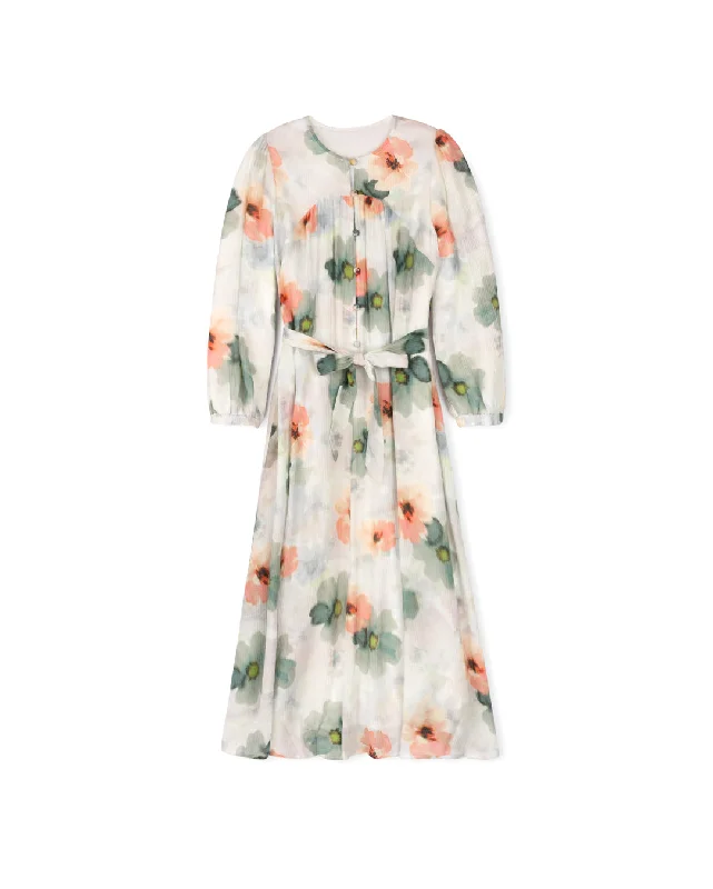 Everyday Fashion Paint Petals Print On Midi Dress