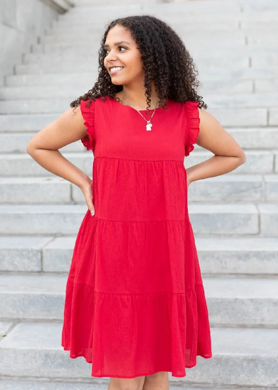 Summer Sale Kodi Red Ruffle Mini Dress