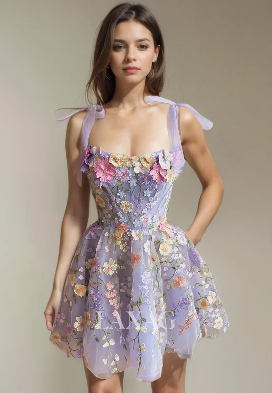 Unique Women’s Fashion Pieces A-Line Straps Floral Embossed Tulle Elegant Party Homecoming Dress Unique Women’s Fashion Pieces A-Line Straps Floral Embossed Tulle Elegant Party Homecoming Dress