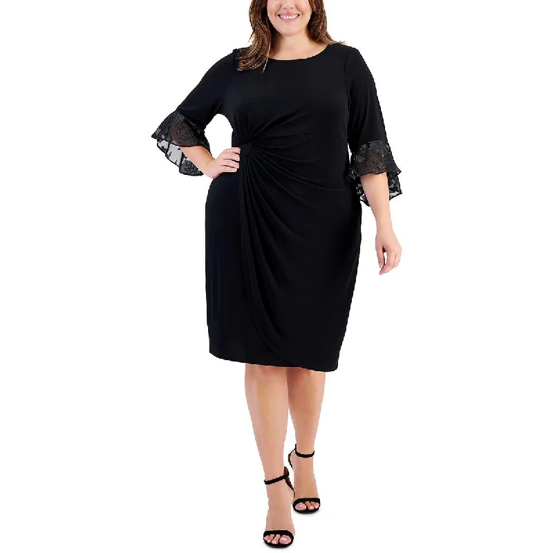 Relaxed Style Connected Apparel Womens Plus Gathered  Midi Dress