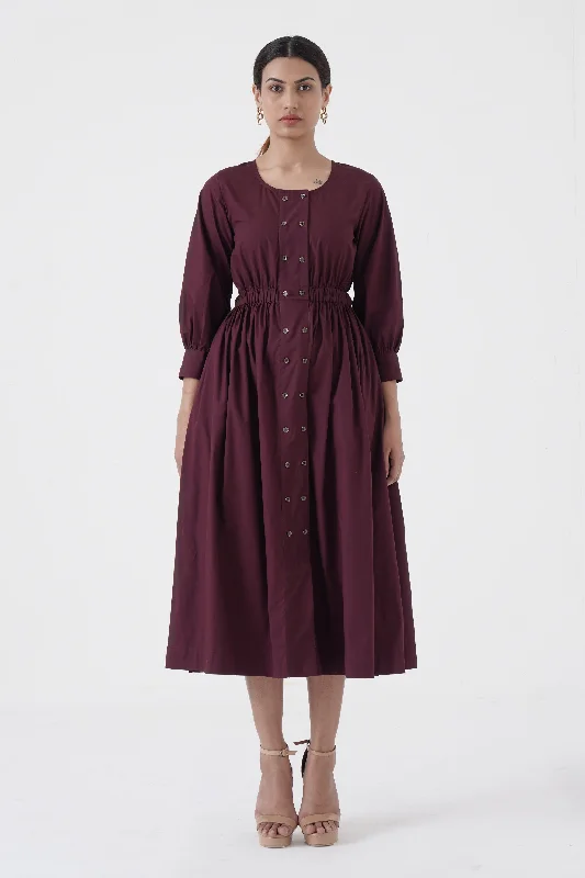 Flash Sale Or Flash Sales Euphoric - Double button placket dress - Wine