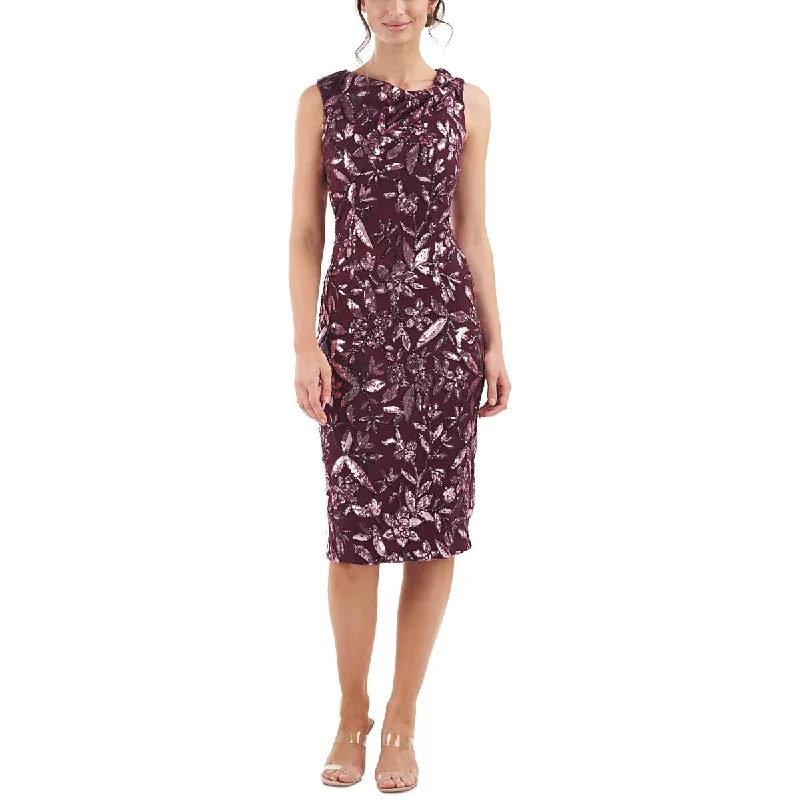 Women Apparel JS Collections Womens Mesh Embellished Midi Dress