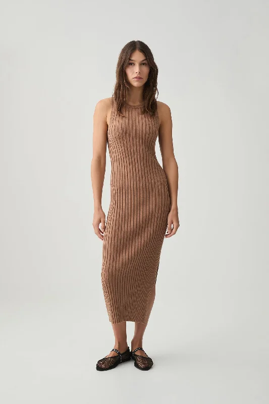 Contemporary Fashion Sale Rib Knit Hem Split Dress 816