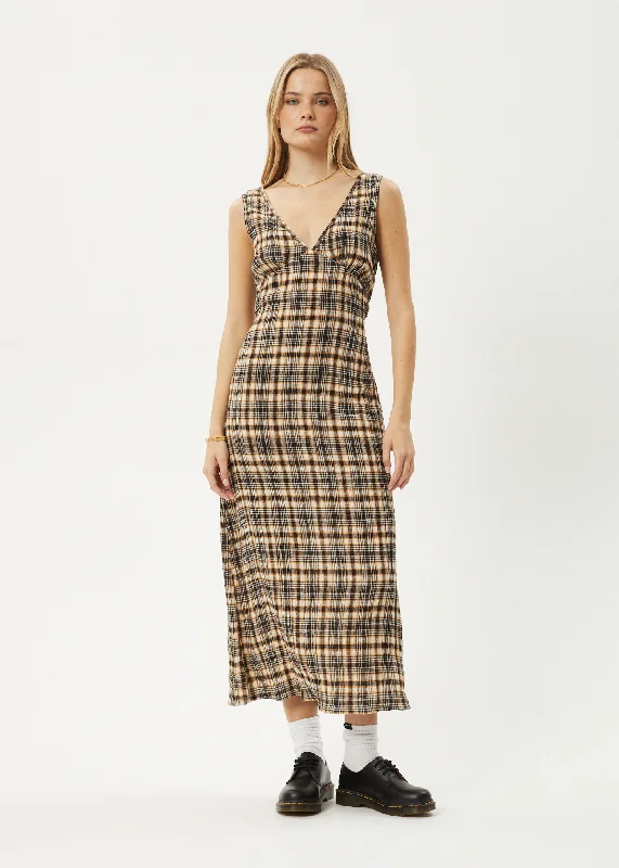 Fashion For Every Occasion AFENDS Womens Check Out - Seersucker Maxi Dress - Moonbeam Check