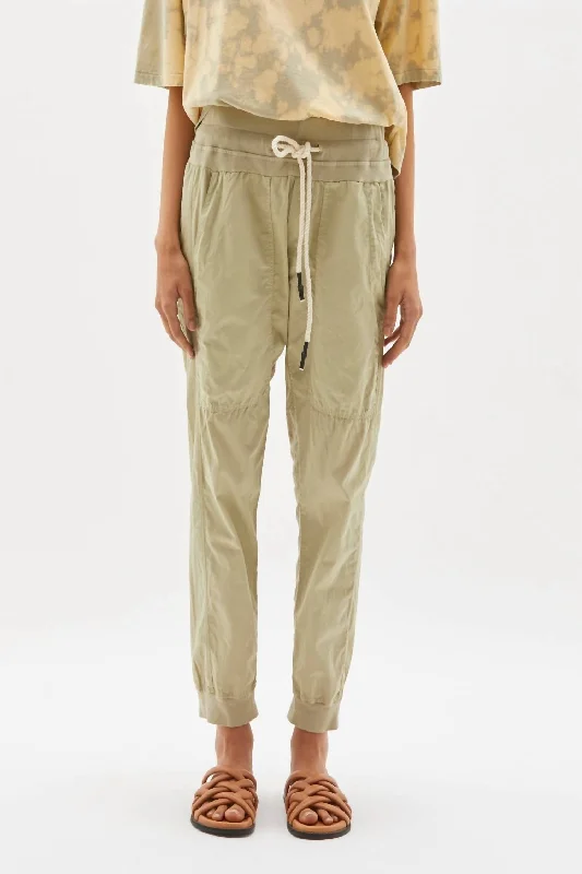 Trendy Women's Wear Collection Utility Cotton Jersey Pant In Artichoke