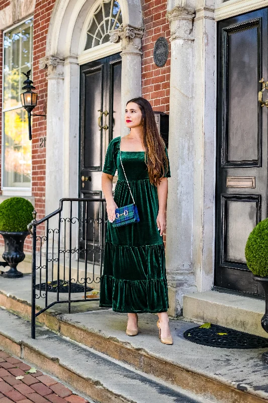 Relaxed Style Scarlett Velvet Midi Dress - Emerald