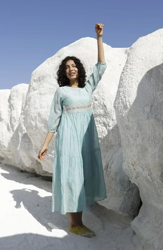 Casual Chic TEAL BLUE TIERED DRESS
