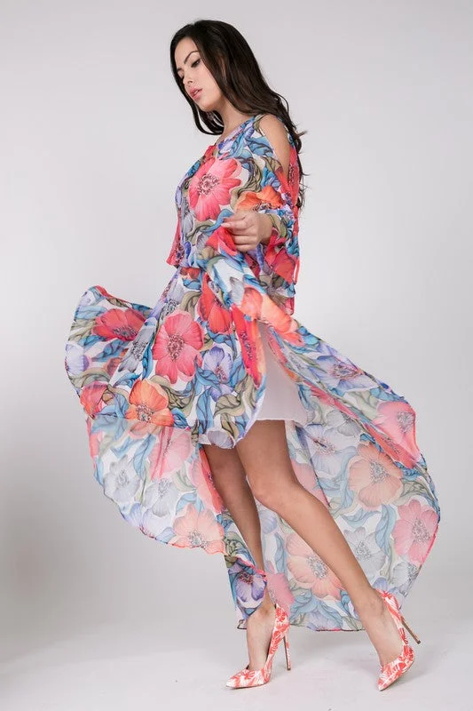 Stupidly Low Prices Flowing Floral Hi-Lo Dress