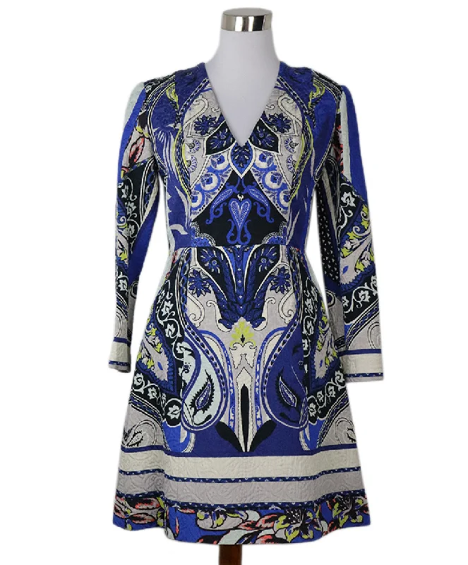 Style Revolution Etro Blue Print Cotton Dress sz 6