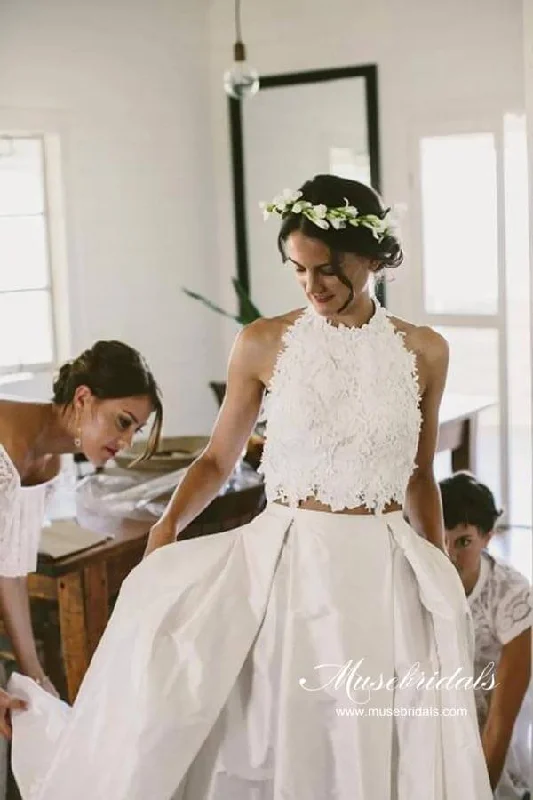 Unbeatable Prices Roycebridal Romantic Lace Top Two Piece Halter Wedding Dresses, Bridal Gown, MW981 Unbeatable Prices Roycebridal Romantic Lace Top Two Piece Halter Wedding Dresses, Bridal Gown, MW981