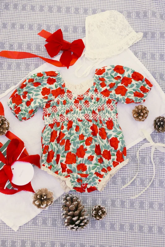 Fashion Frontiers Baby Roselyn Romper in Red Floral - FINAL SALE