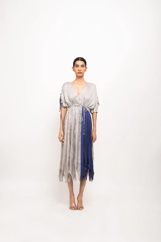 Formal Attire For Women Grey-Blue Angrakha Dress