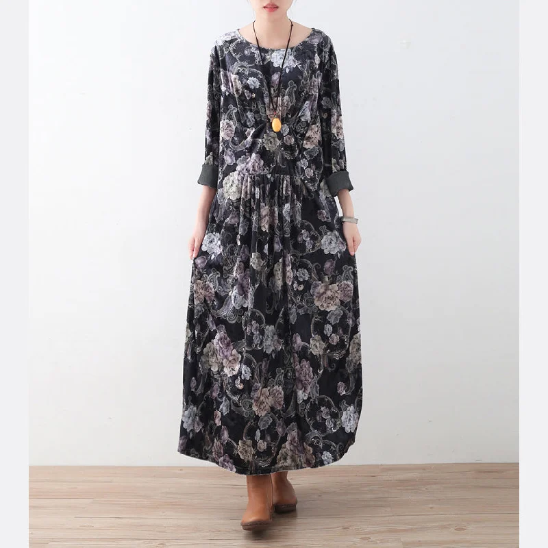 Classic Women’s Clothing Styles vintage green floral corduroy maxi dress plus size elastic waist clothing dress Elegant o neck kaftans Classic Women’s Clothing Styles vintage green floral corduroy maxi dress plus size elastic waist clothing dress Elegant o neck kaftans