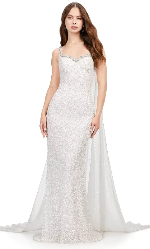 Street Style Fashion Ashley Lauren 11398 - Vermicelli Beaded Gown with Chiffon Cape