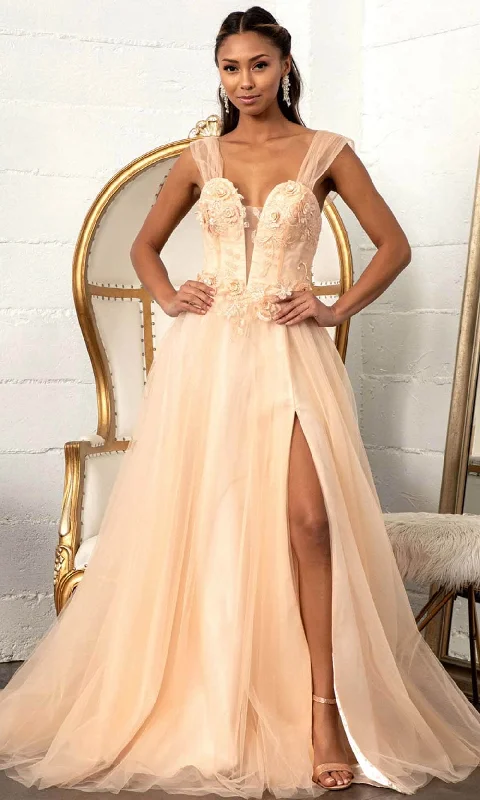 Affordable Fashion for Women GLS by Gloria GL3007 - Illusion Plunging V-neck Long Gown Affordable Fashion for Women GLS by Gloria GL3007 - Illusion Plunging V-neck Long Gown