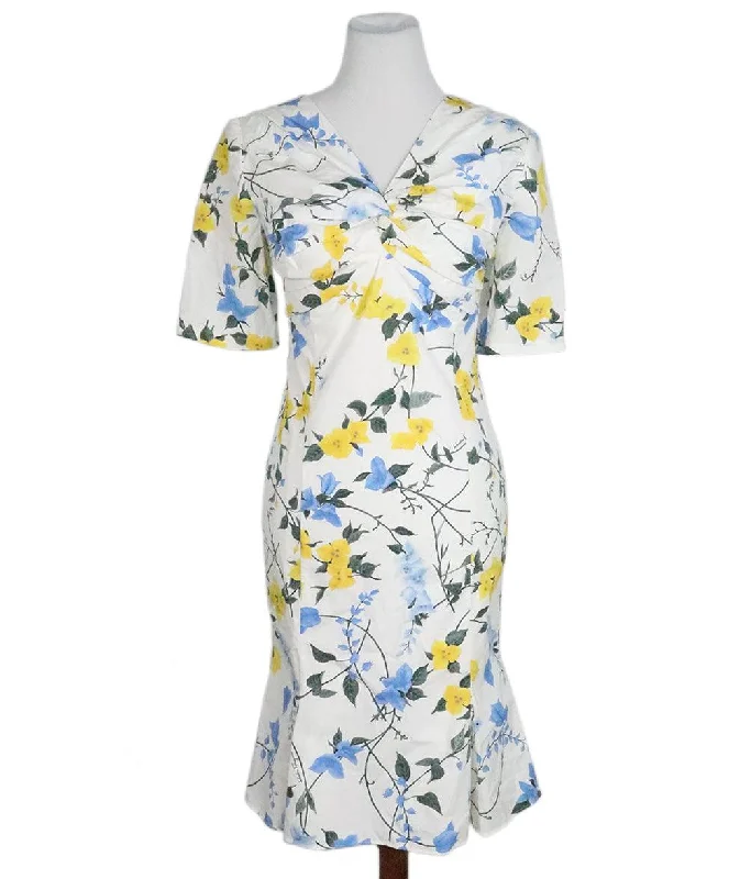 Clothes Sales Ferragamo White Floral Print Cotton Dress sz 2