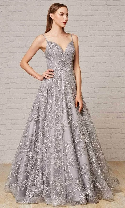 Online Clothing Stores J'Adore Dresses - Glittered Deep V-Neck Prom Gown J18022