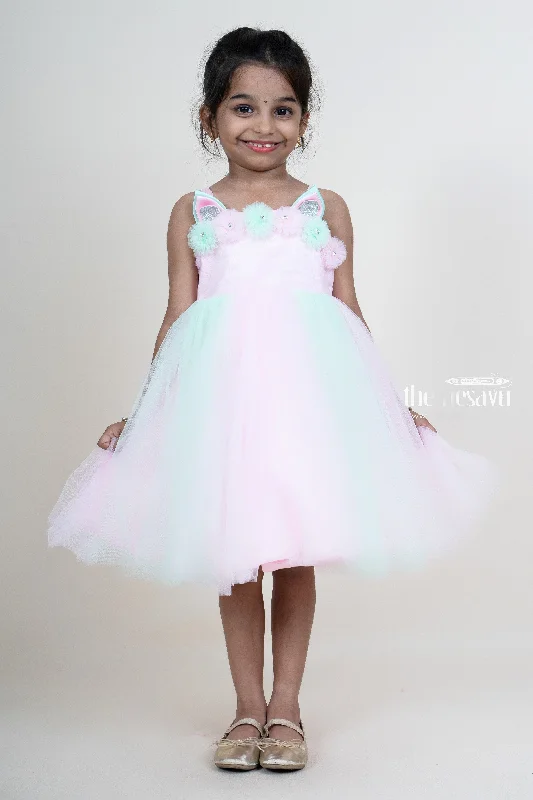Clothing Store Baby Pink With Green Designer Soft Net Frock For Baby Girls