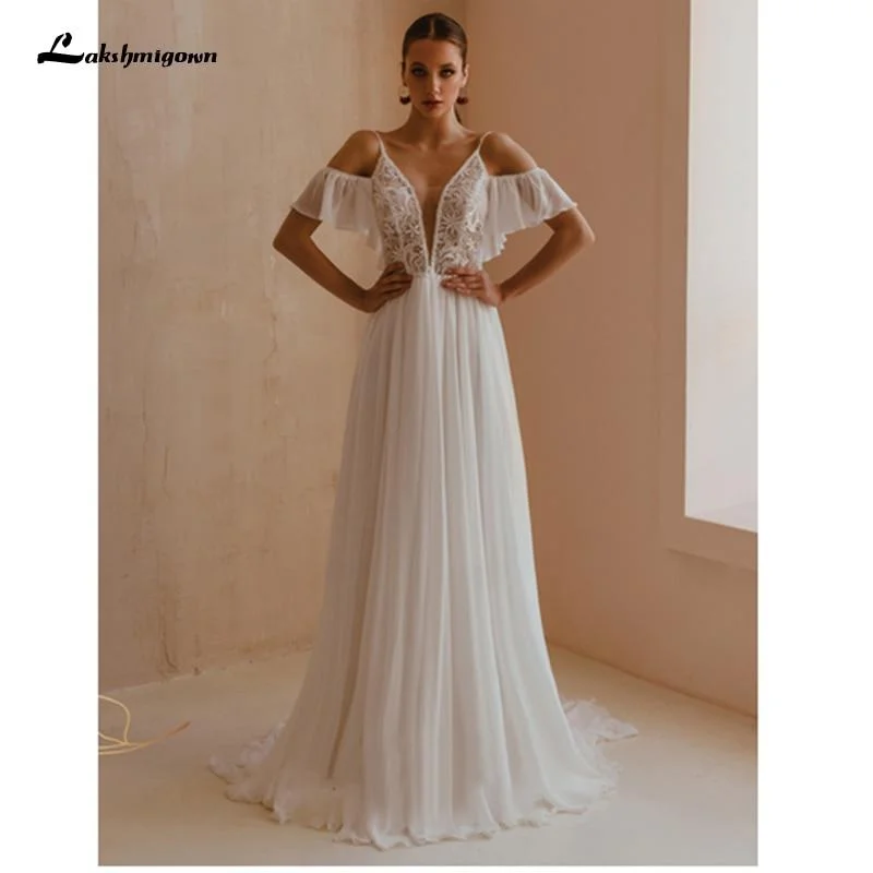 Athleisure Wear Roycebridal Spaghetti Straps Bridal Dress A Line Chiffon Wedding Dresses