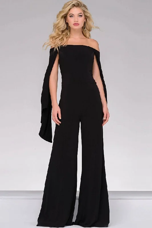 Bundle Offer Jovani 39598 Off the Shoulder Jersey Jumpsuit 1 pc Black in size 6 Available