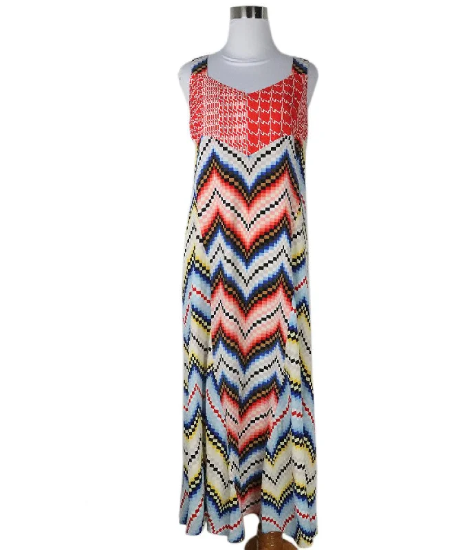 Latest Trends Kenzo Red & Multicolor Print Silk Dress sz 4