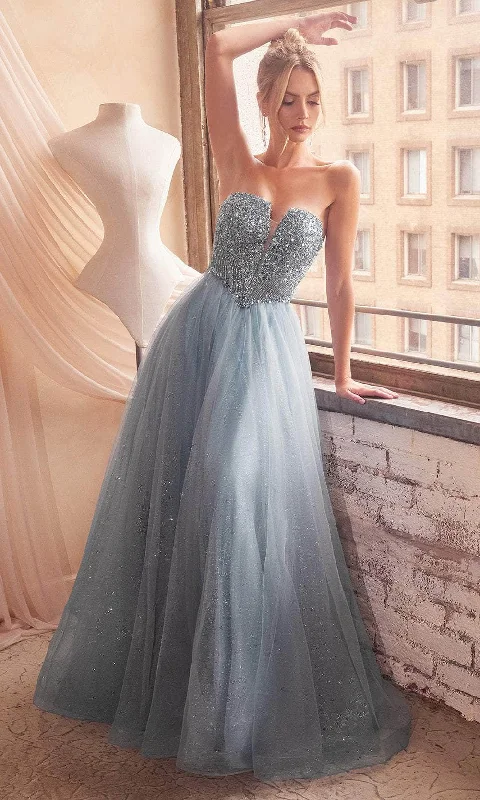 Women’s High Street Fashion Ladivine CD0217 - Plunging V-Neck Basque Prom Gown