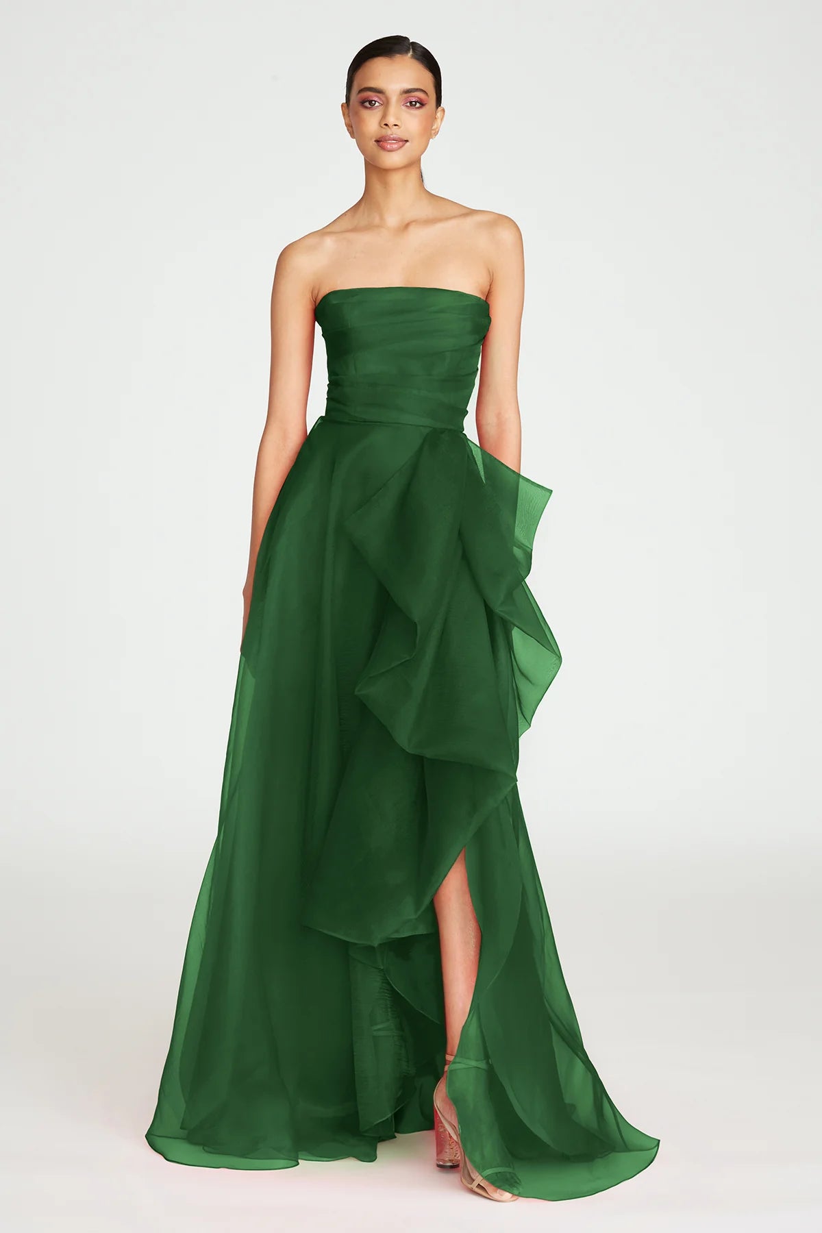Trendy Street Style Attire Teresa Strapless Draped Gown - Thorn