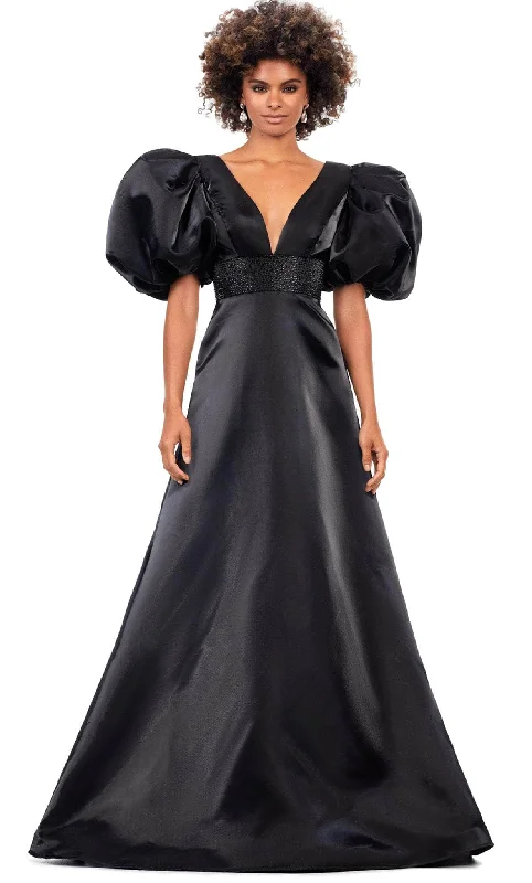 Spring Fashion Ashley Lauren - Oversized Puff Sleeve Prom Gown 11378 - 1 pc Black In Size 14 Available