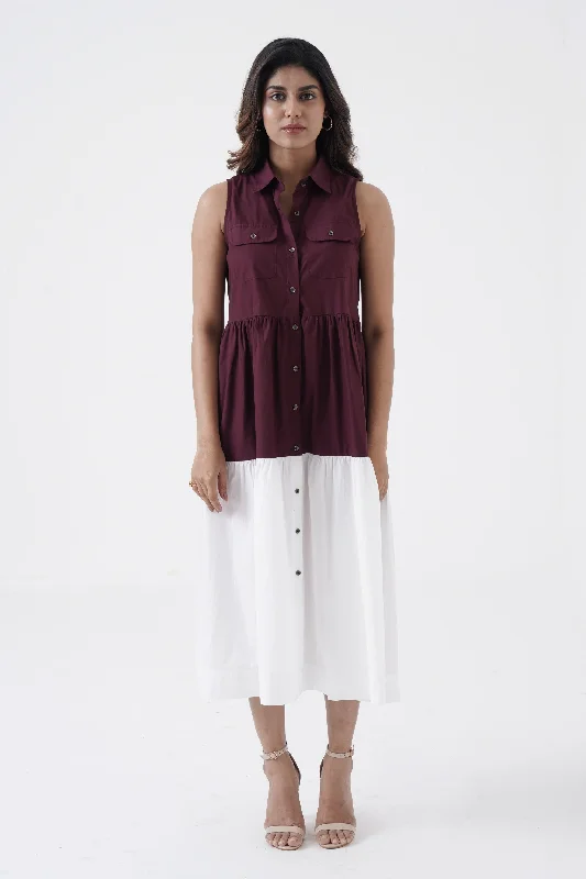 Women Apparel Affable - Shirt tier dress - Wine