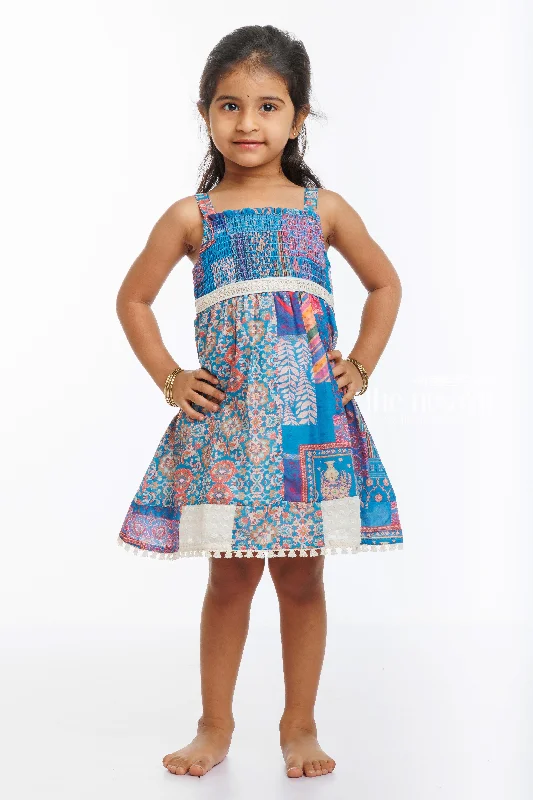 Chic Outfits Bohemian Chic Girls Patchwork Dress with Intricate Prints